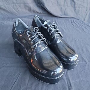 1031 by Ellie Pimp Shoes Black 3" Heel Disco Platform Mens Size S 8/9 EUC